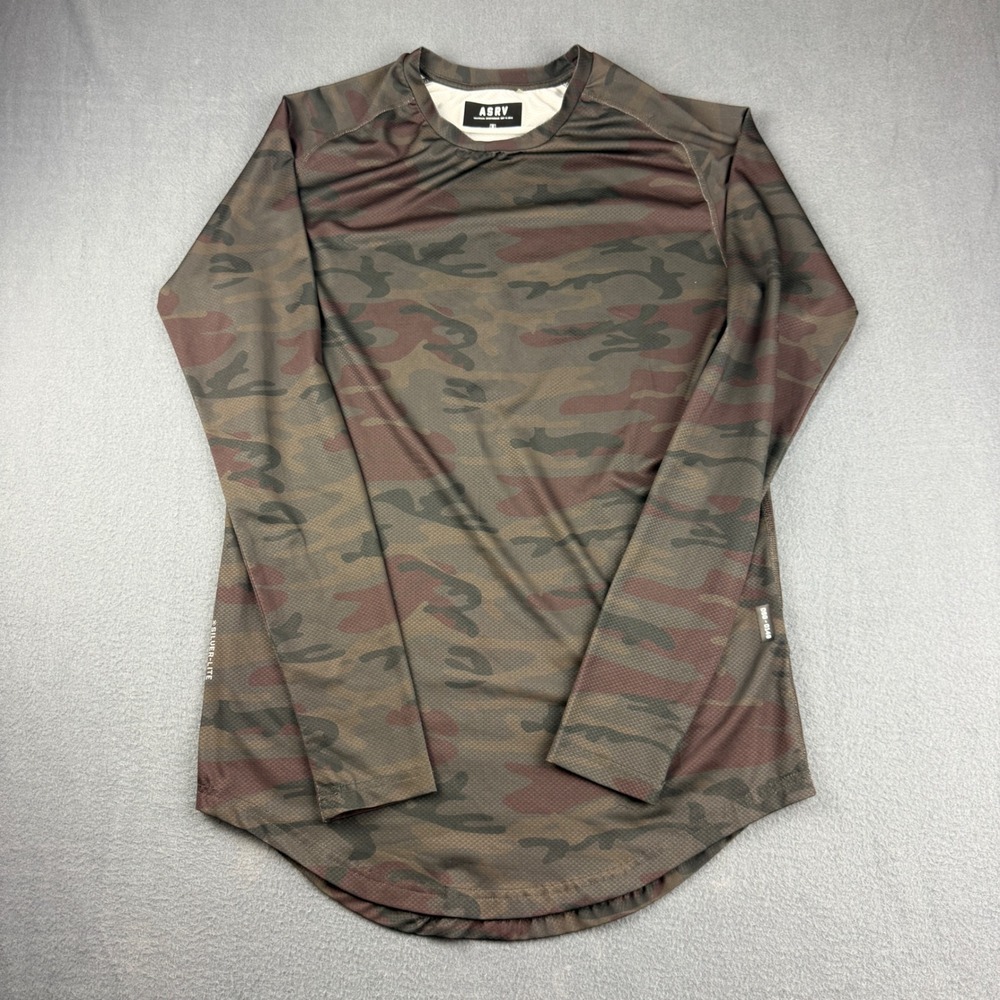 ASRV Shirt Men's S Camo Silver-Lite Technical Sportswear Training Long Sleeve